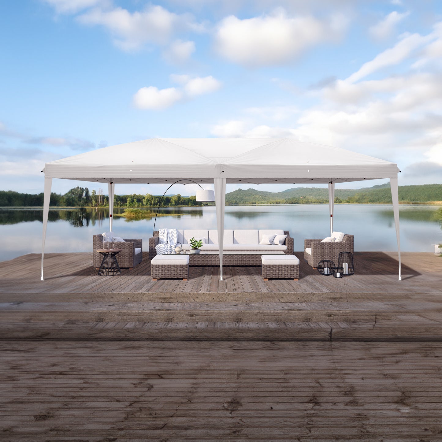 20x10ft White Waterproof Folding Tent with 2 Windows