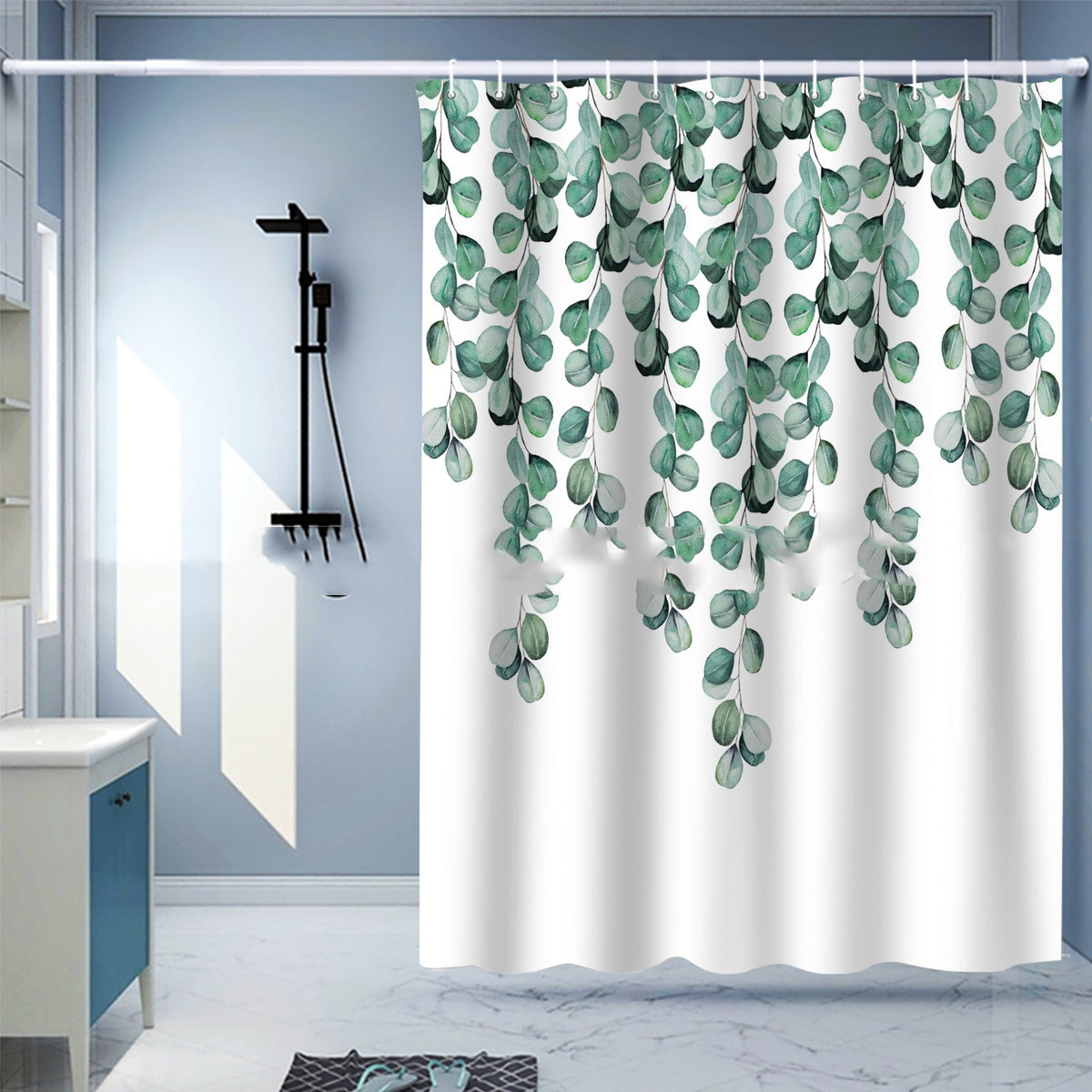 Waterproof Digital Printing Shower Curtain - Punch-Free European Style 183x214cm
