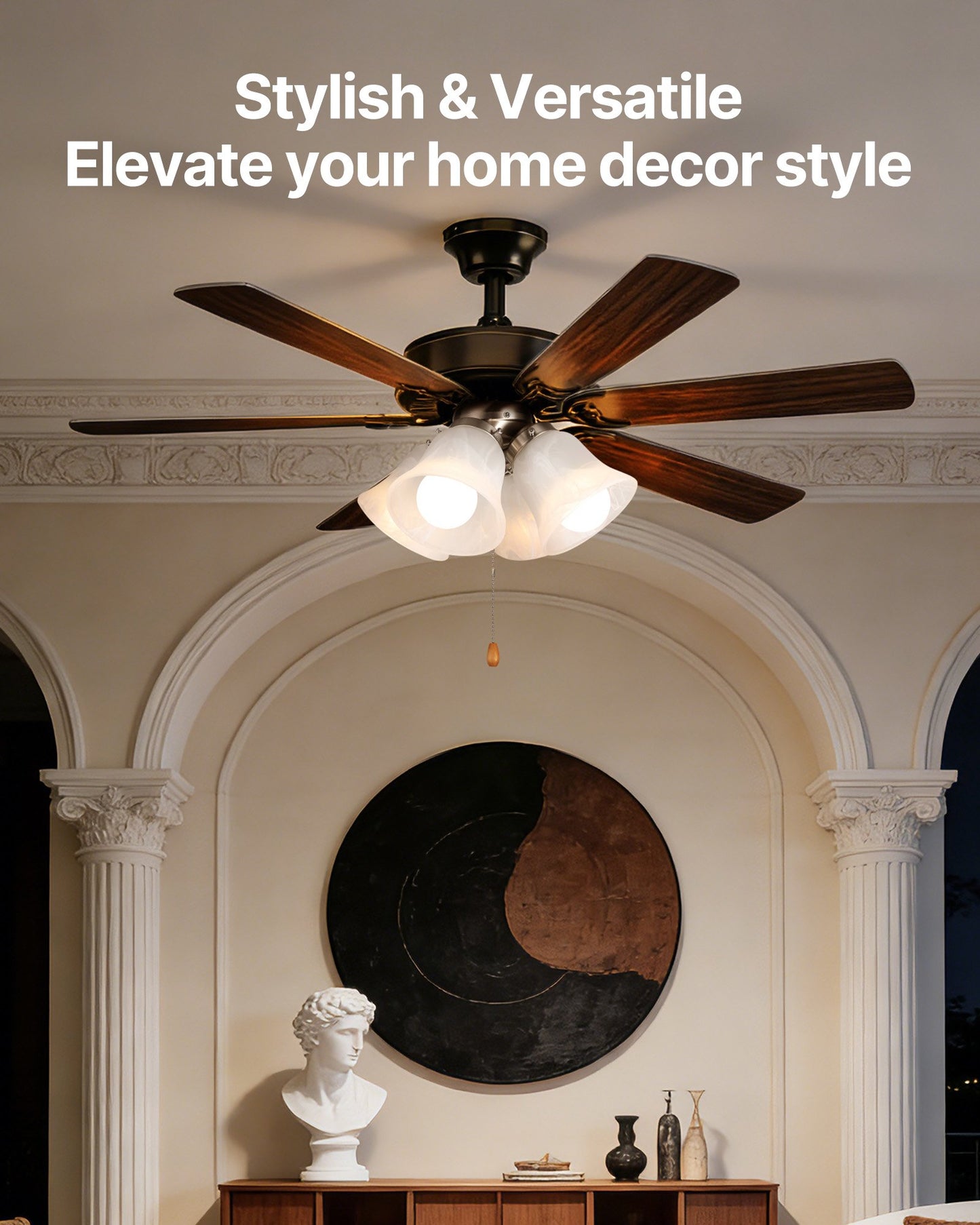 Ceiling Fan Light Kit with 4 Bulbs, Cloud White Glass Shade, Brushed Nickel Finish
