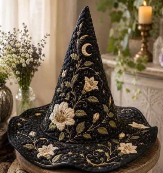 Quilted Witch Hat Costume Accessory - Spooky Halloween Hat for Cosplay