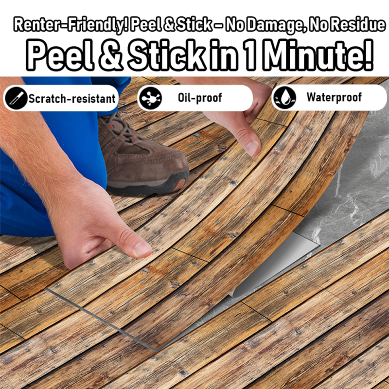 Wood Grain Waterproof Self-Adhesive Floor Stickers - 40pcs