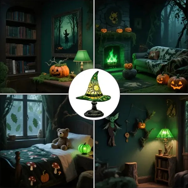 Gothic Witch Hat Lamp - USB Stained Resin Light for Parties
