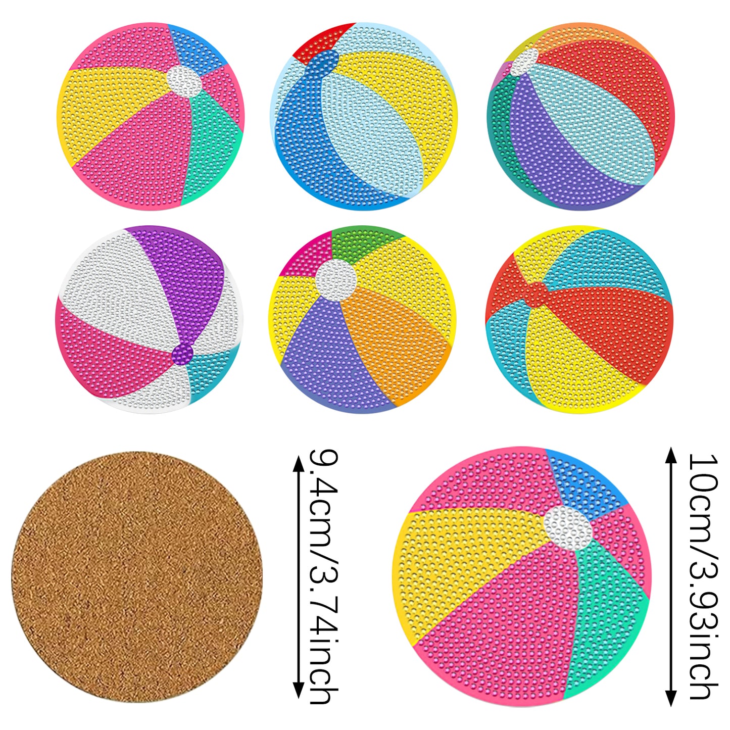 6-Pack Multi-Color Diamond Art Coasters - Acrylic