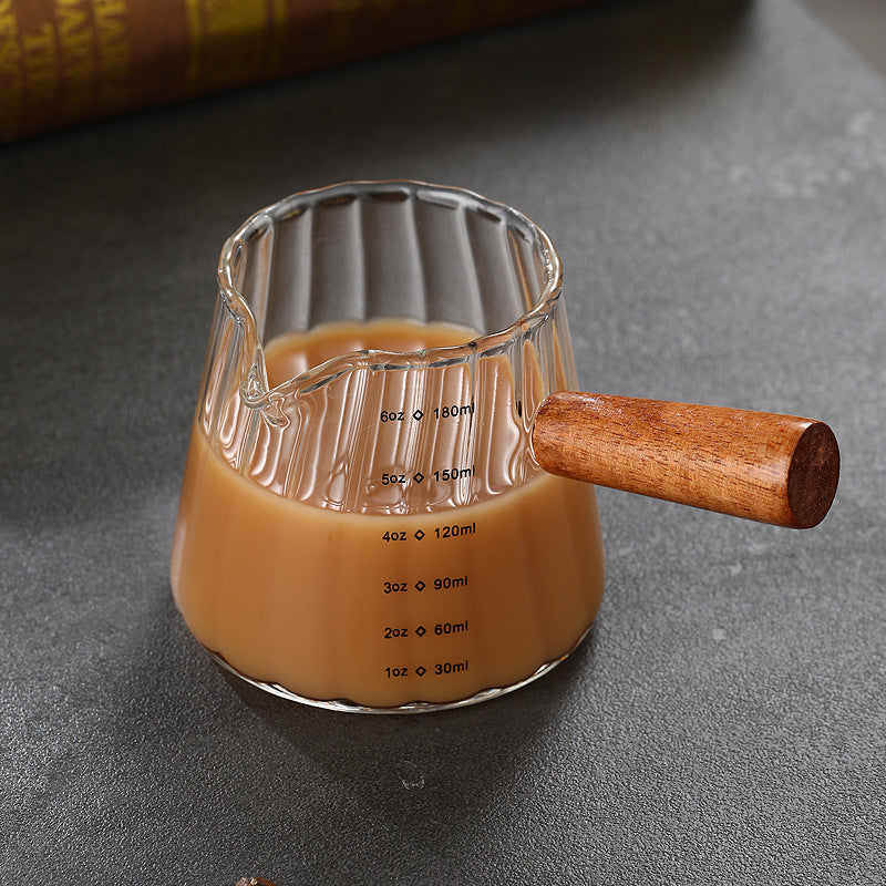 180ml Mini Glass Coffee Cup with Wooden Handle