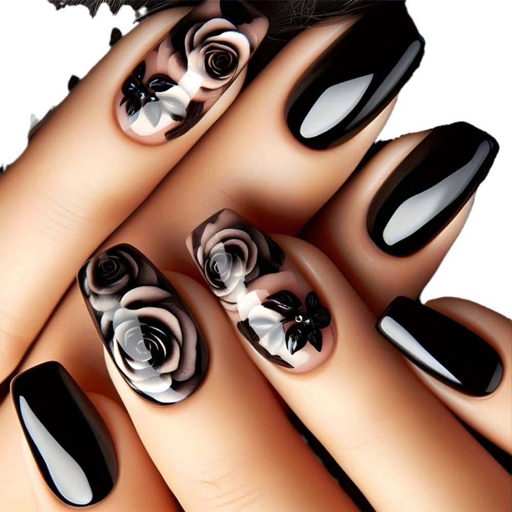 European and American Style Nail Art Fake Nail Patch Set with Tools and Glue