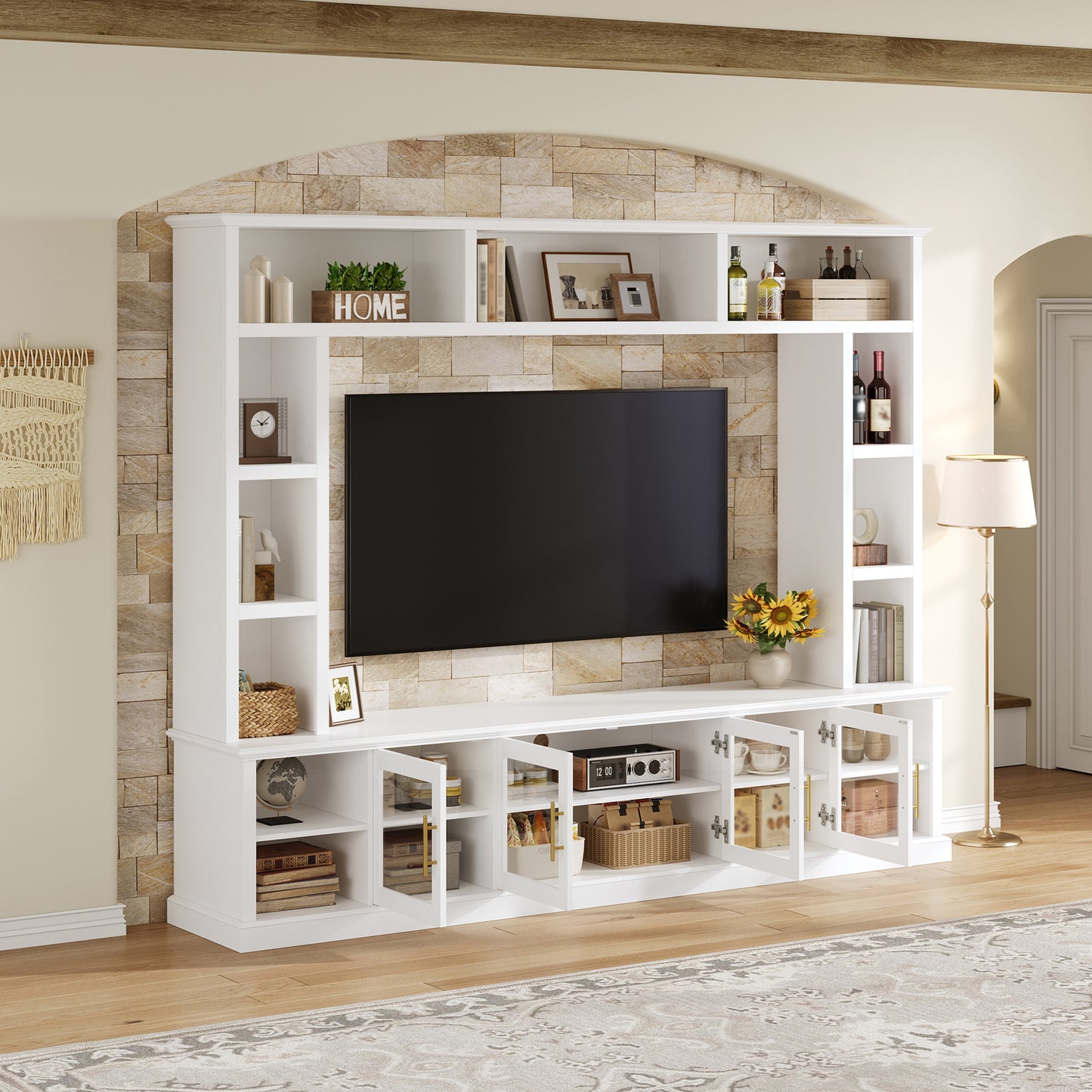 Entertainment Center Wall Unit For TVs Up To 80 , All-in-One Modern