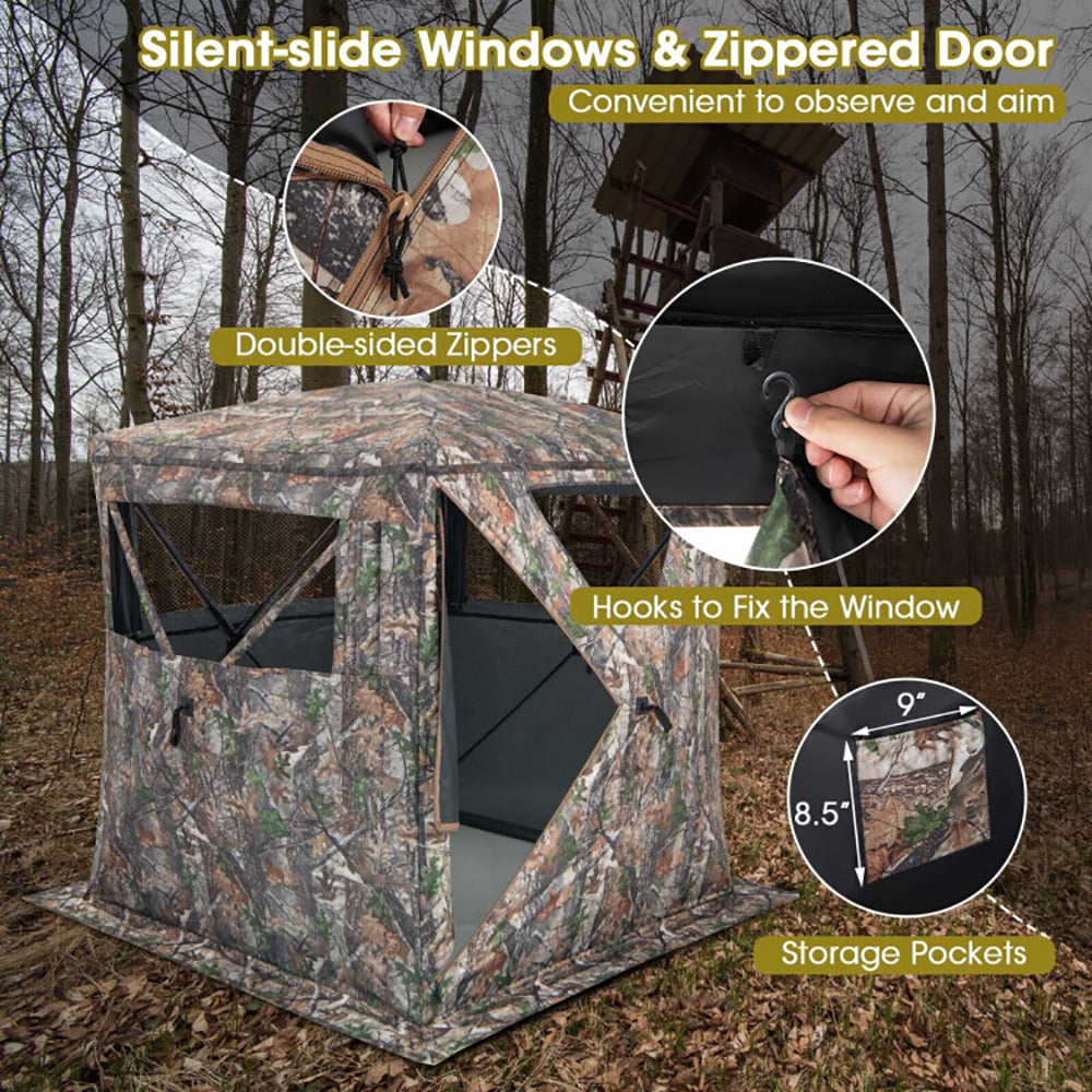 Portable 2-3 Person Hunting Blind Tent with Carry Bag - Camouflage