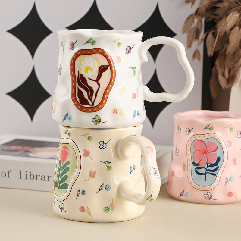 Ceramic Mug Ladies Milk Breakfast Cup 380ml - White Porcelain Drinkware
