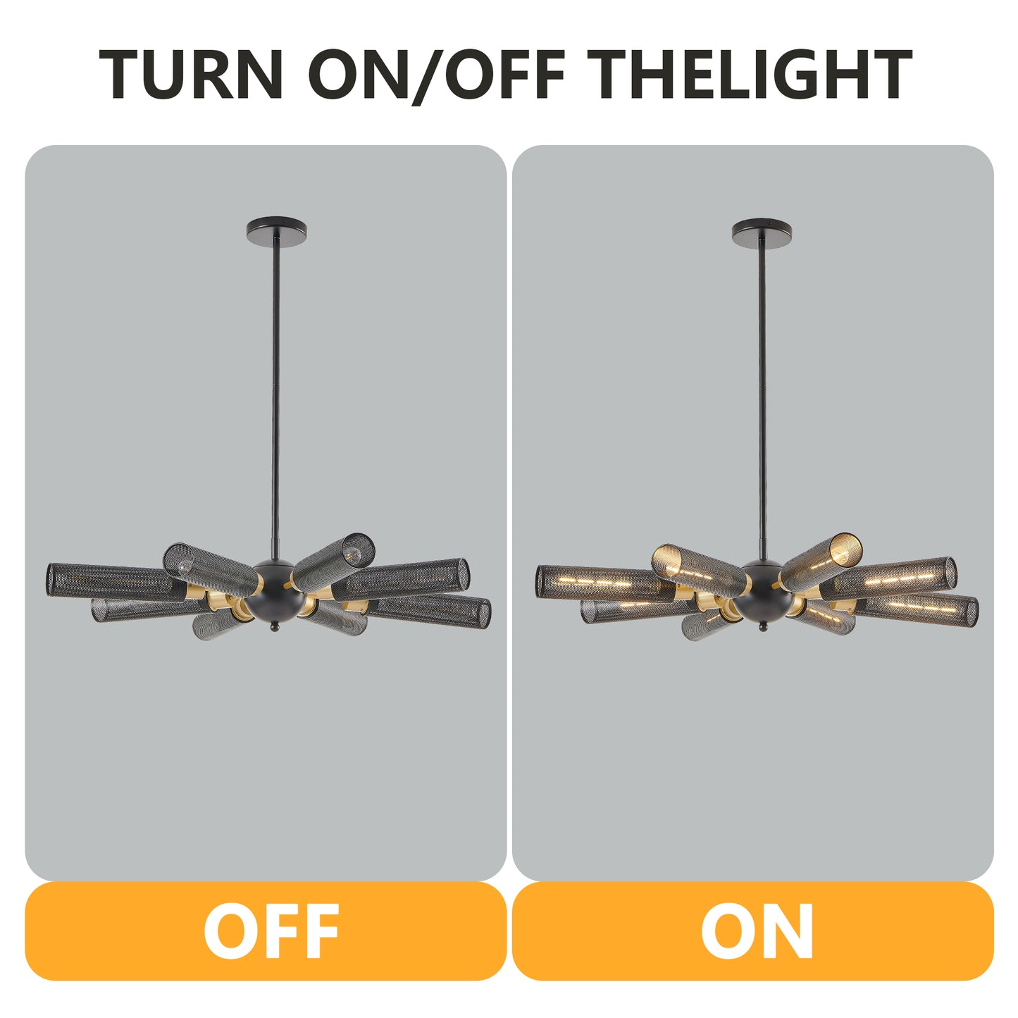 Modern Industrial Sputnik Chandelier - 8-Light Pendant Light