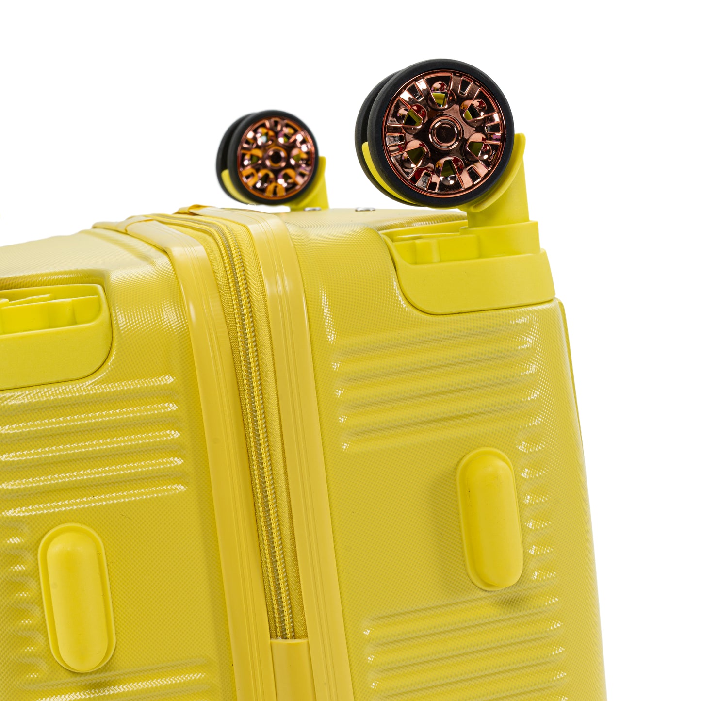 4-Piece Yellow Hard Luggage Set with 360° Rotating Wheels