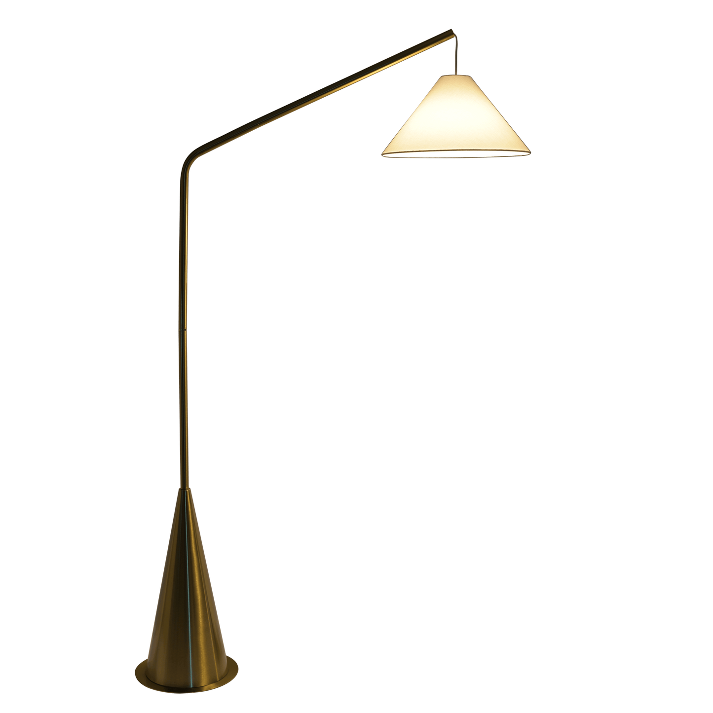 Lisbon Black Floor Lamp With On Off Coned Base Hanging White Fabric