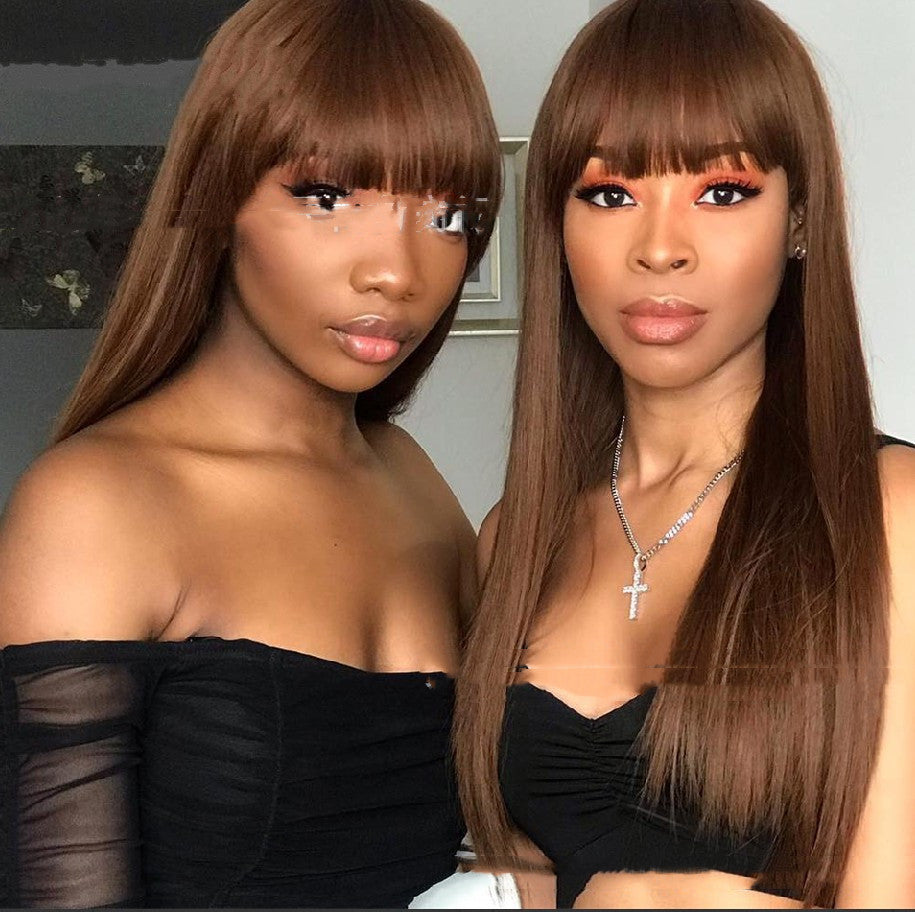 Long Straight Hair Wig with Bangs - 70cm