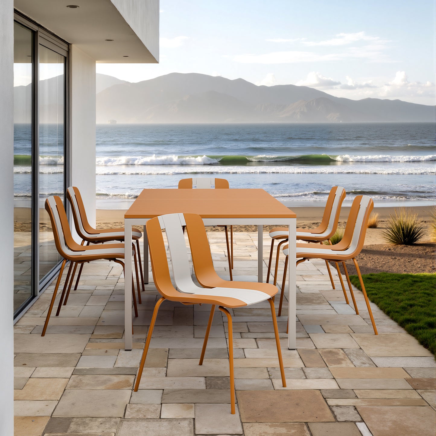 4-Pack Modern Striped Color Block Chairs - Indoor/Outdoor Seating