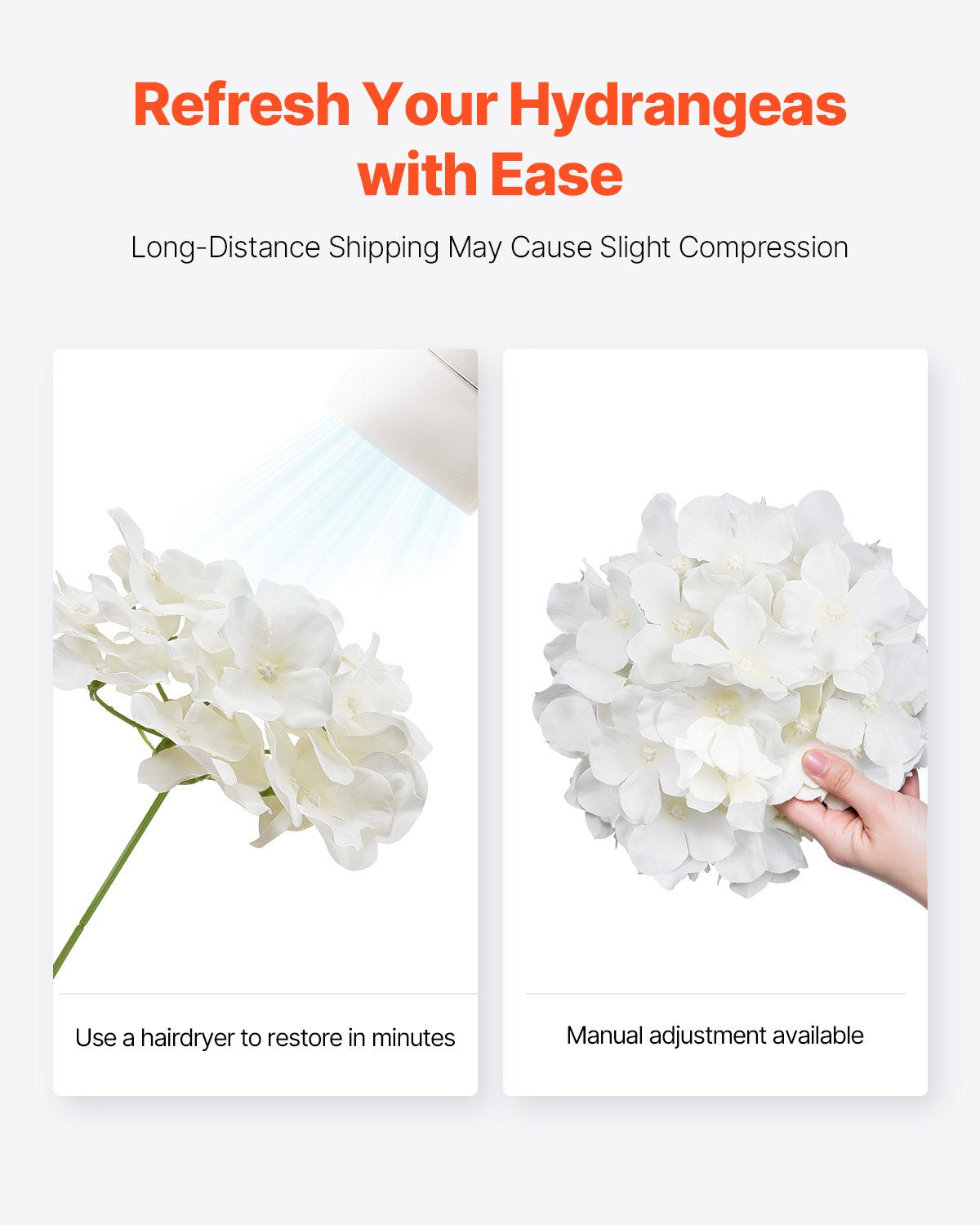 Artificial Hydrangea Flowers Bouquet - White, 65 Stems for Floral Arrangements