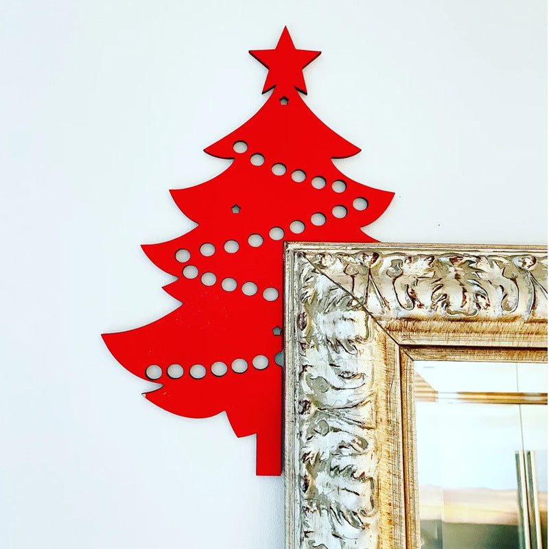 Christmas Door Frame Decoration Set - Holiday Seasonal Wall Decor with Wooden Figures