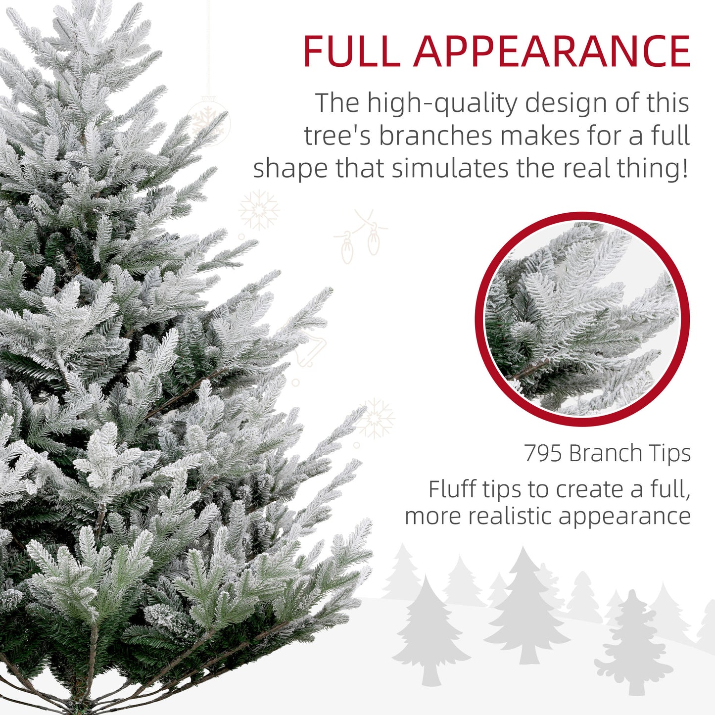 6 FT Flocked Artificial Christmas Tree with 795 Tips - Green