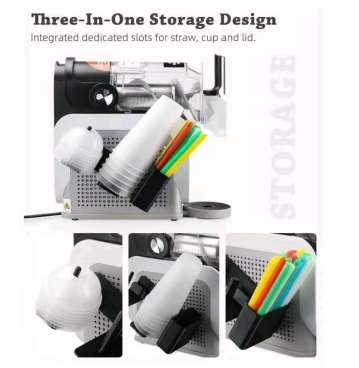 3-in-1 Slushie Machine Cup Organizer - Side-Mounted Holder for Cups, Lids & Straws