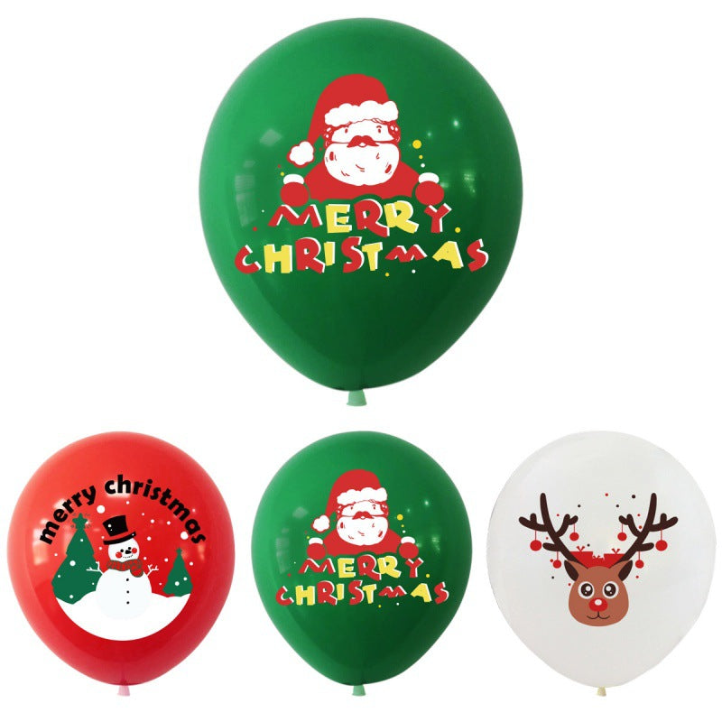 Christmas Latex Balloon Elk Santa Decoration Set - 12 Inch Holiday Party Balloons