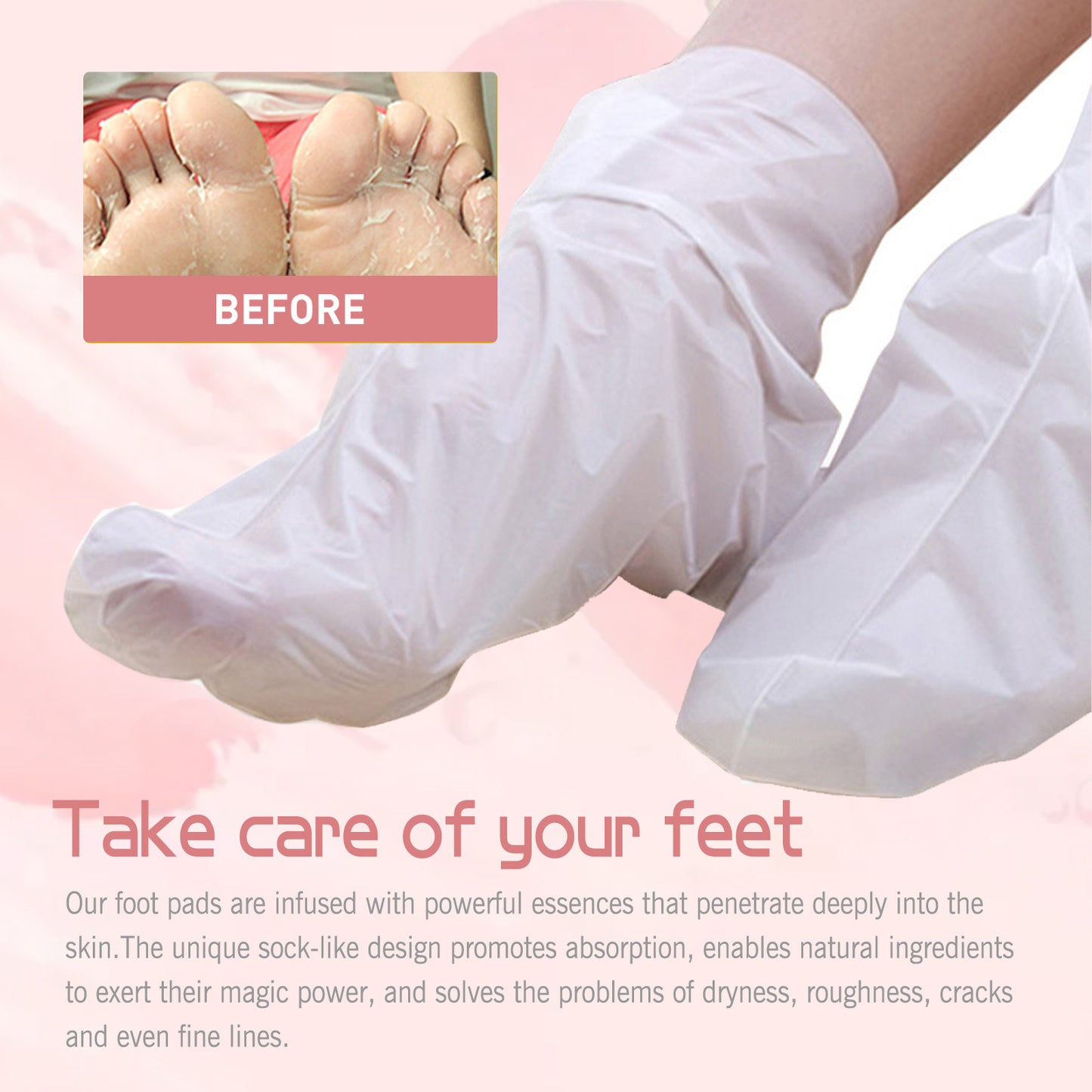Peach Foot Mask Nourishing Hydrating Foot Care Treatment - 1 Pair