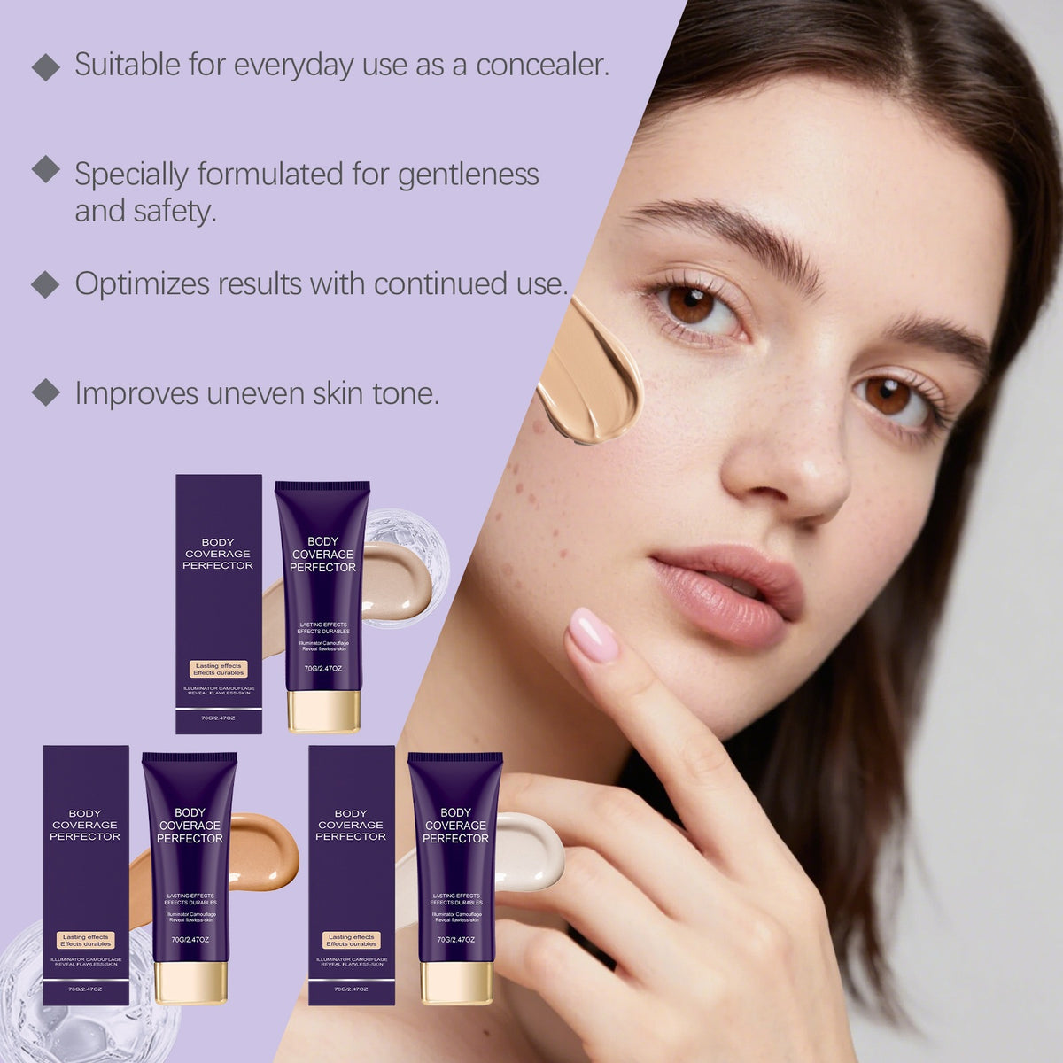 Long-Lasting Body Concealer - 70g Natural, Ivory, Medium Skin Tone