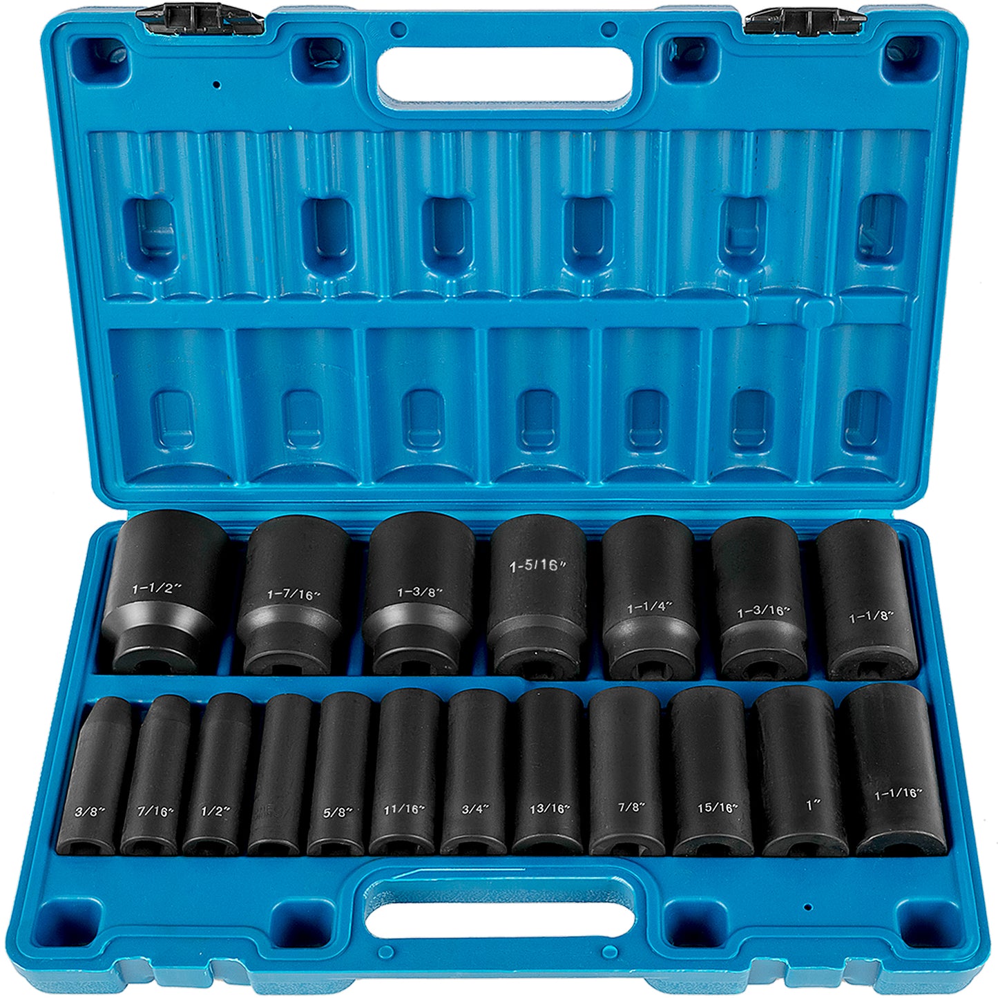 19-Piece Impact Socket Set Deep & 6-Point Sockets with Storage Cage