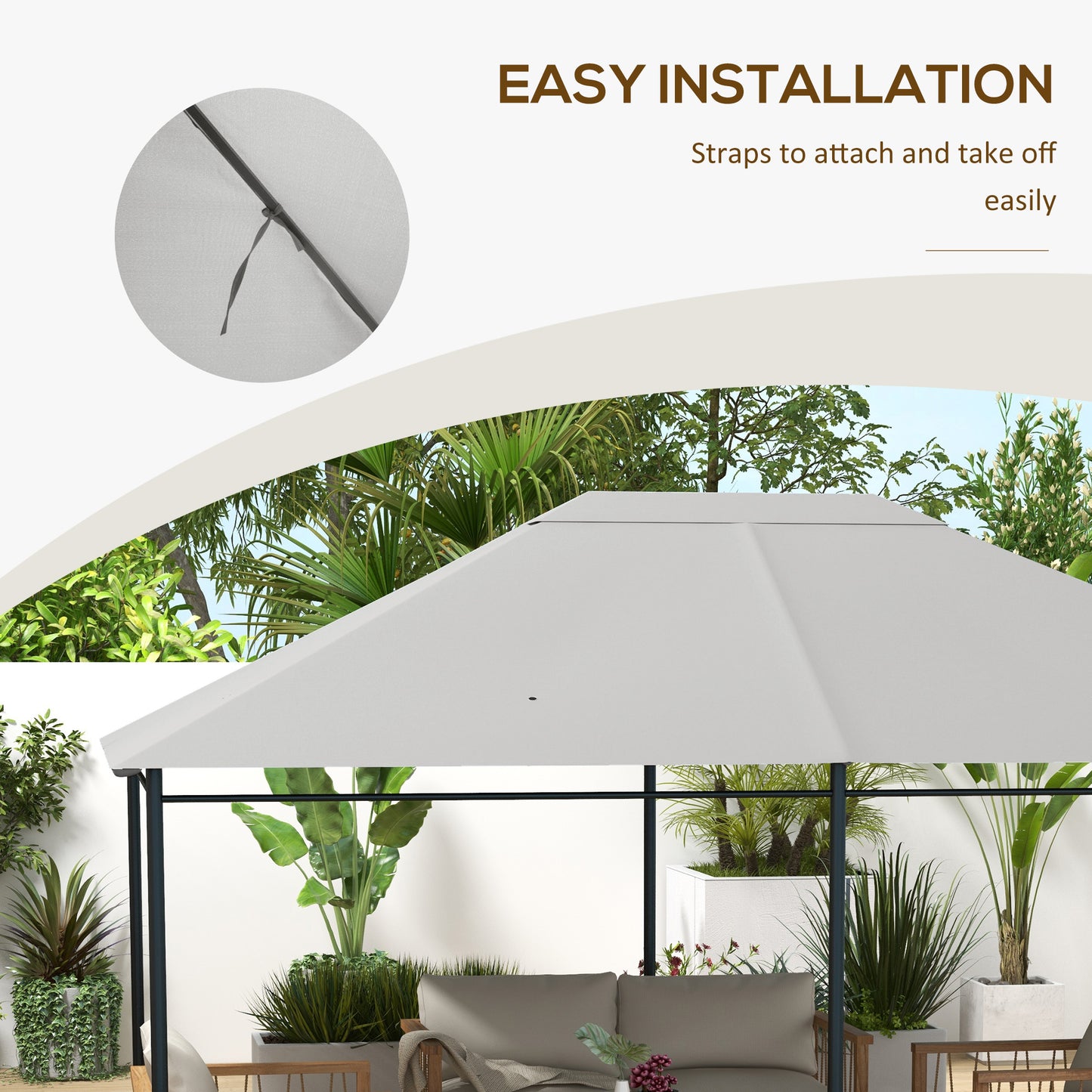Replacement Canopy for 10' x 13' Gazebo - Light Gray