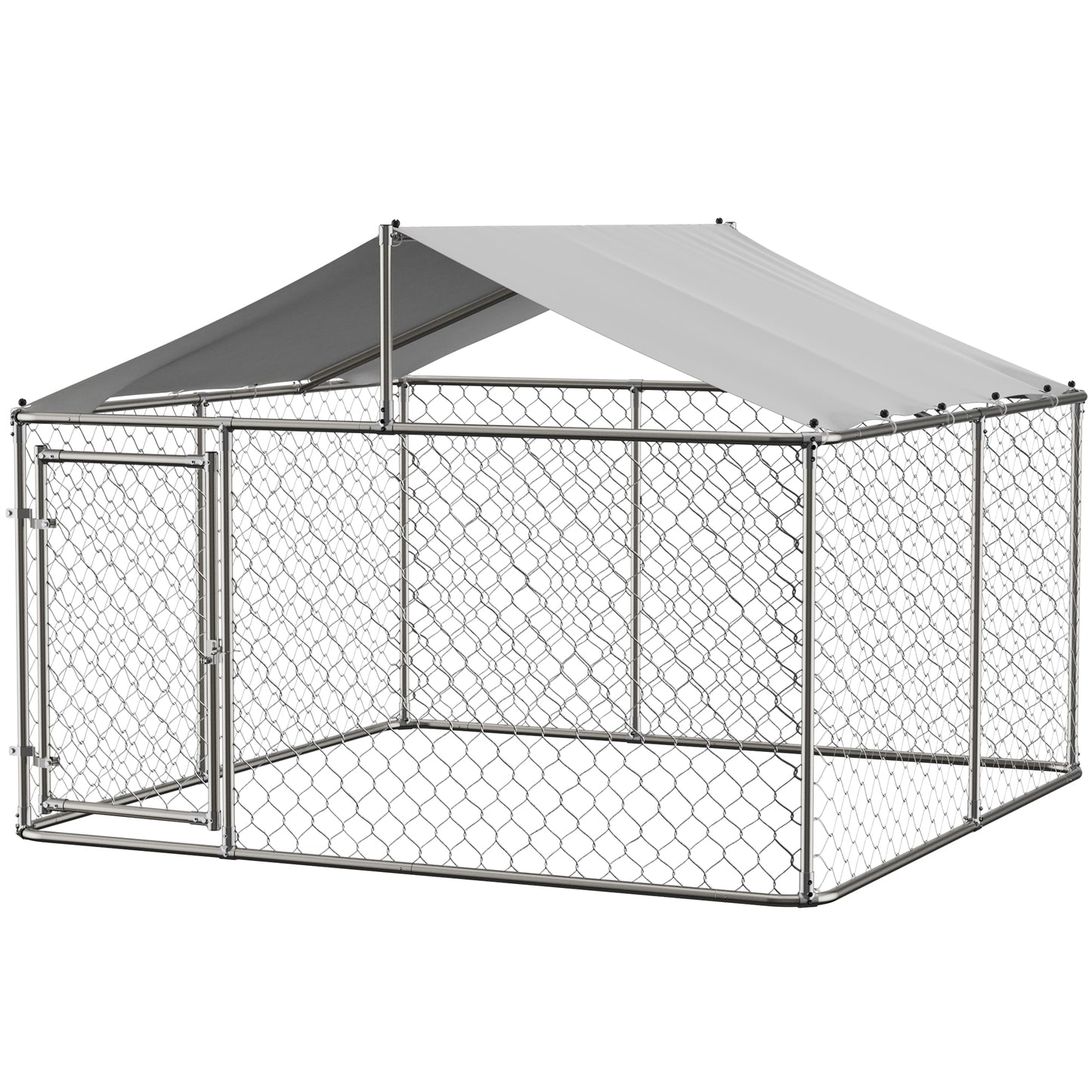 Large Heavy-Duty Outdoor Dog Kennel with Shade - Gray
