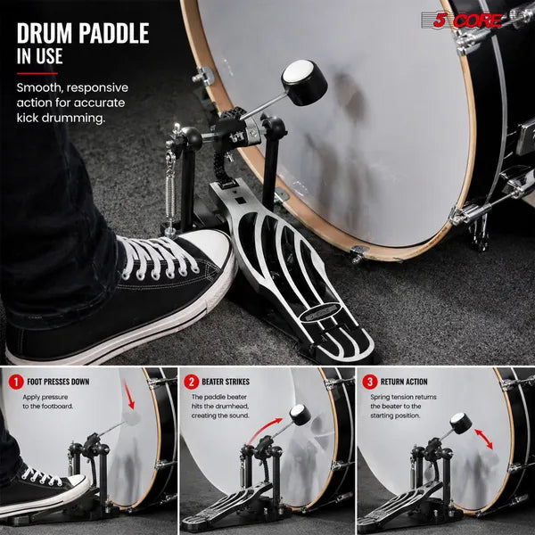 Heavy Duty Adjustable Bass Drum Pedal with Felt Beater