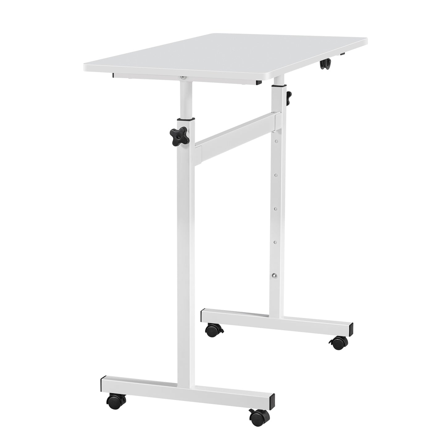 Adjustable Standing Desk with Lockable Casters - 32x16in Mobile Workstation, White