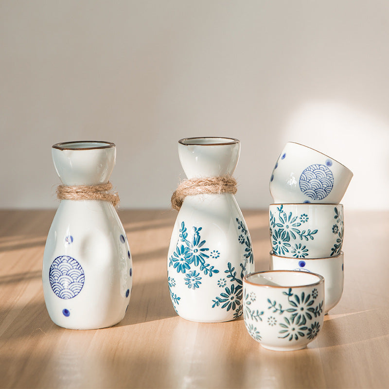 Chinese Style Ceramic Wine & Hip Flask Set - Retro Home Barware