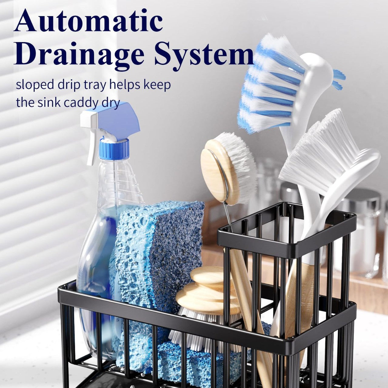 Kitchen Sink Rack Sponge Holder Soap Dish Drain Storage Organizer