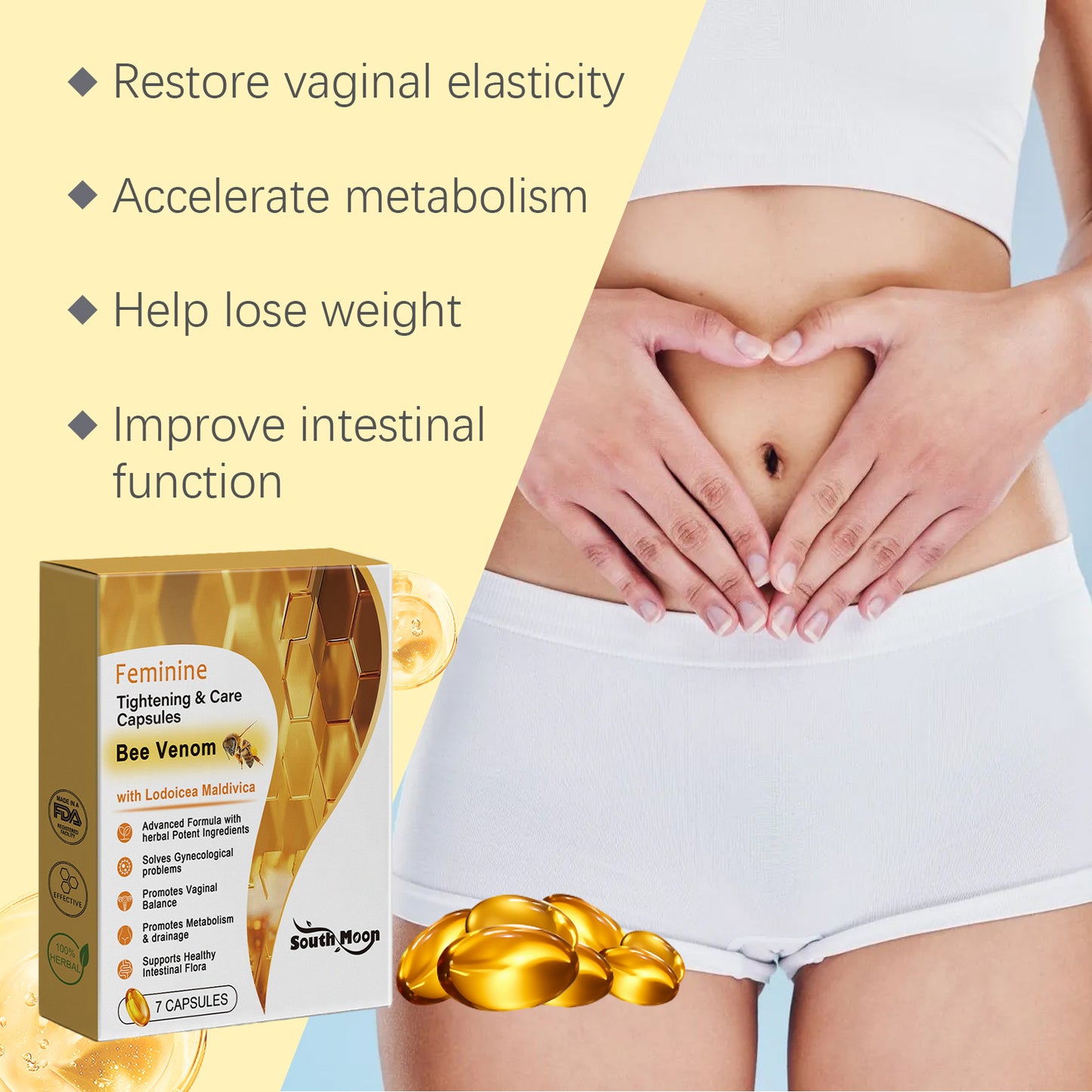 Women's Intimate Care Capsules - Firming & Moisturizing Formula - 7 Pack
