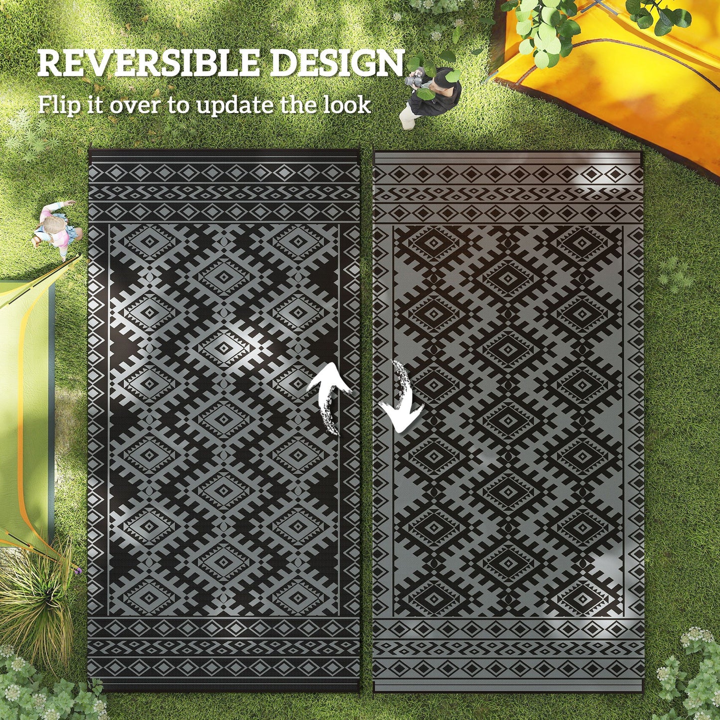 Reversible Outdoor Rug - Waterproof Plastic Straw, 9' x 18'