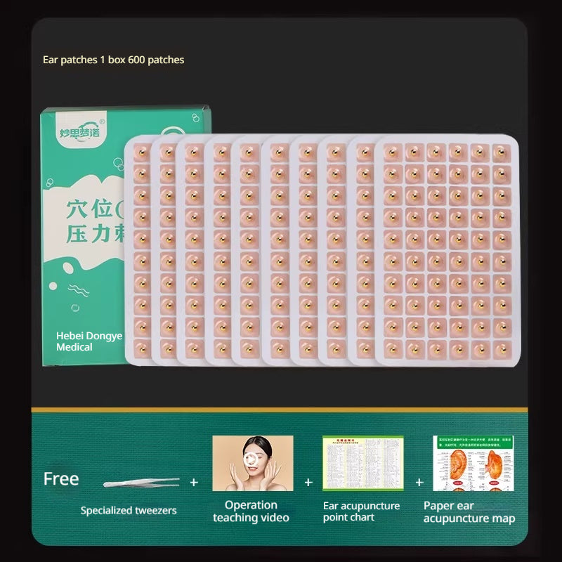 Hypoallergenic Ear Acupoint Patches with Steel Beads & Bian Stone - Pressure Needle Therapy