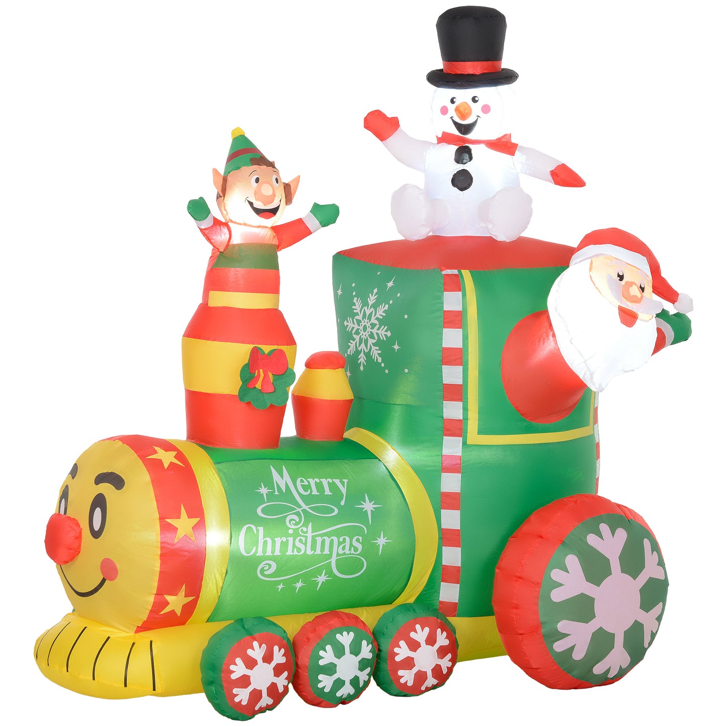 Inflatable Christmas Train with Santa Claus & Snowman - 6FT Outdoor Display