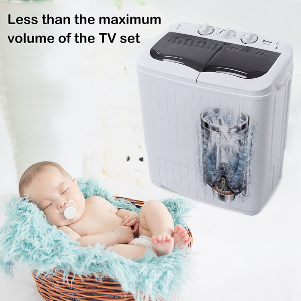 14.3lb Semi-Automatic Gray Washing Machine with Cover - Home Appliance