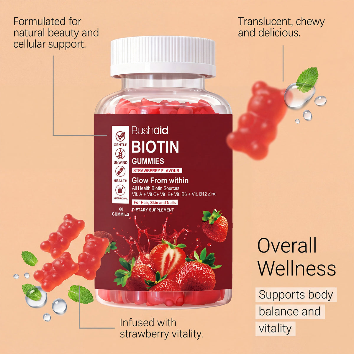 Multivitamin Gummies with Collagen & Zinc – 60 Count