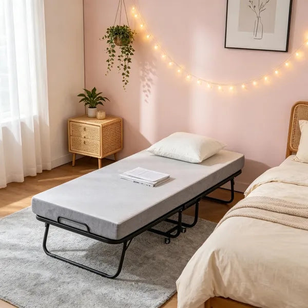 Portable Folding Bed with High-Density Foam Mattress