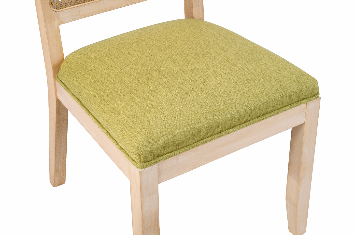 Olive Green Rattan Dining Chairs Set of 2 - Mid Century Modern