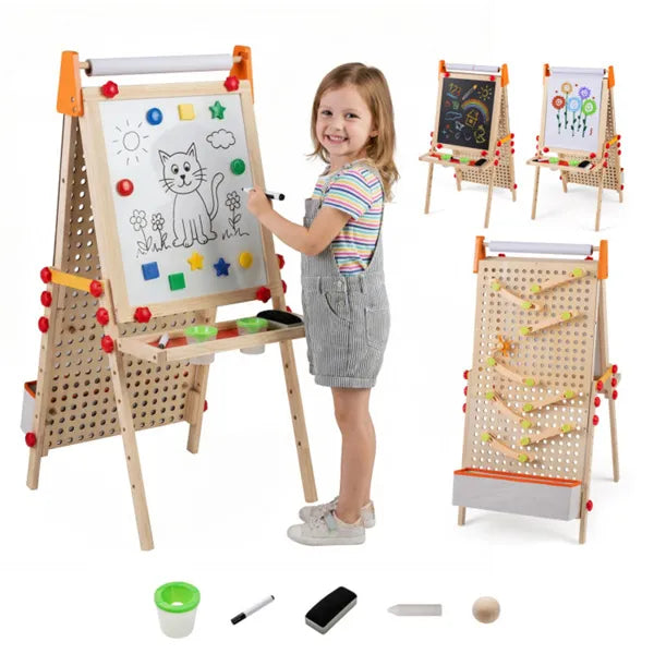 4-in-1 Kids Art Easel with Adjustable Height & Paper Roll