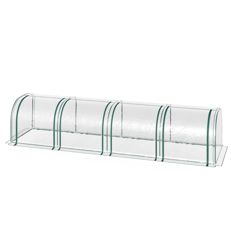 Portable Greenhouse Tunnel with 4 Zippered Doors, UV-Resistant PVC Cover - 13 ft