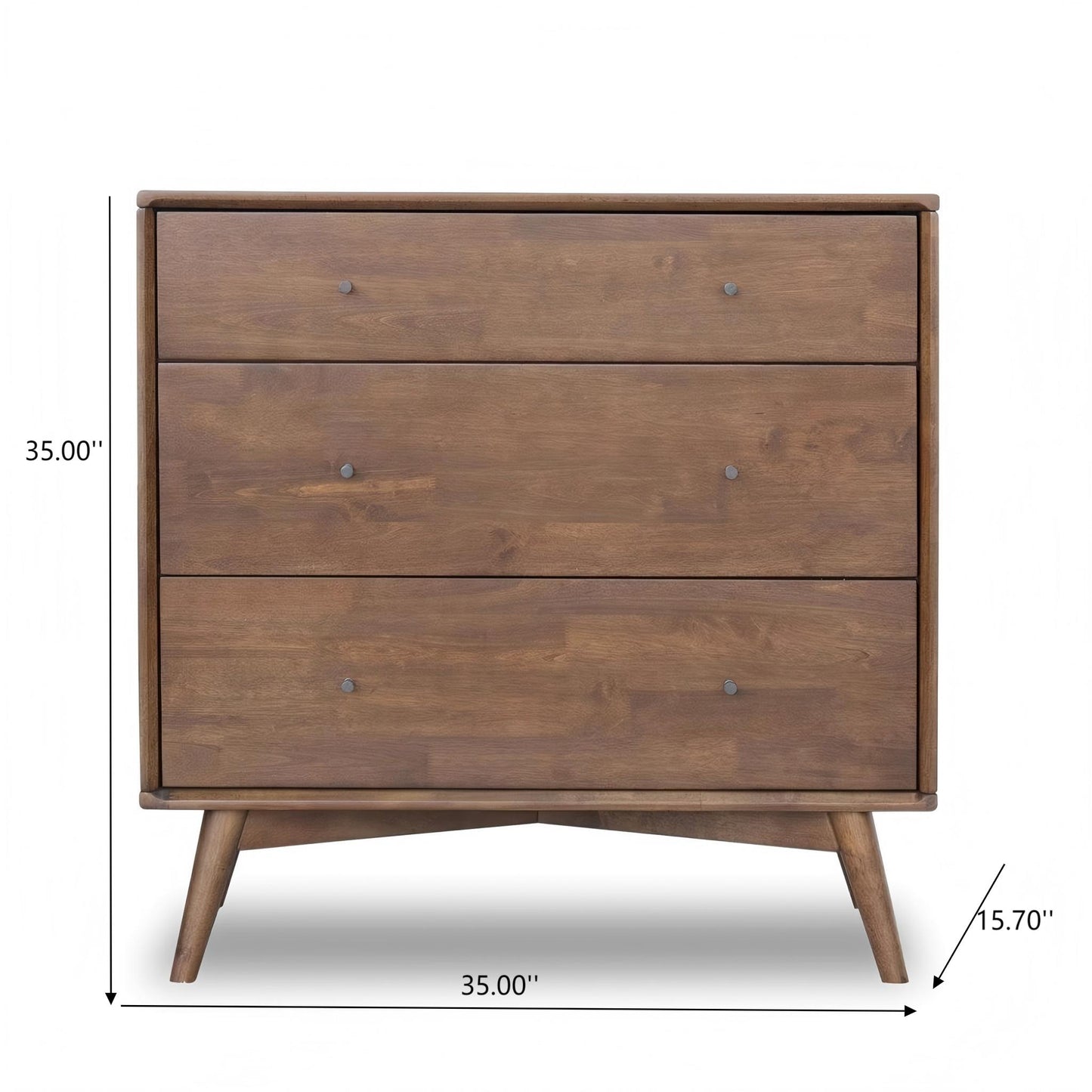 Caroline Mid Century Modern Solid Wood Dresser 3-Drawer For Bedroom