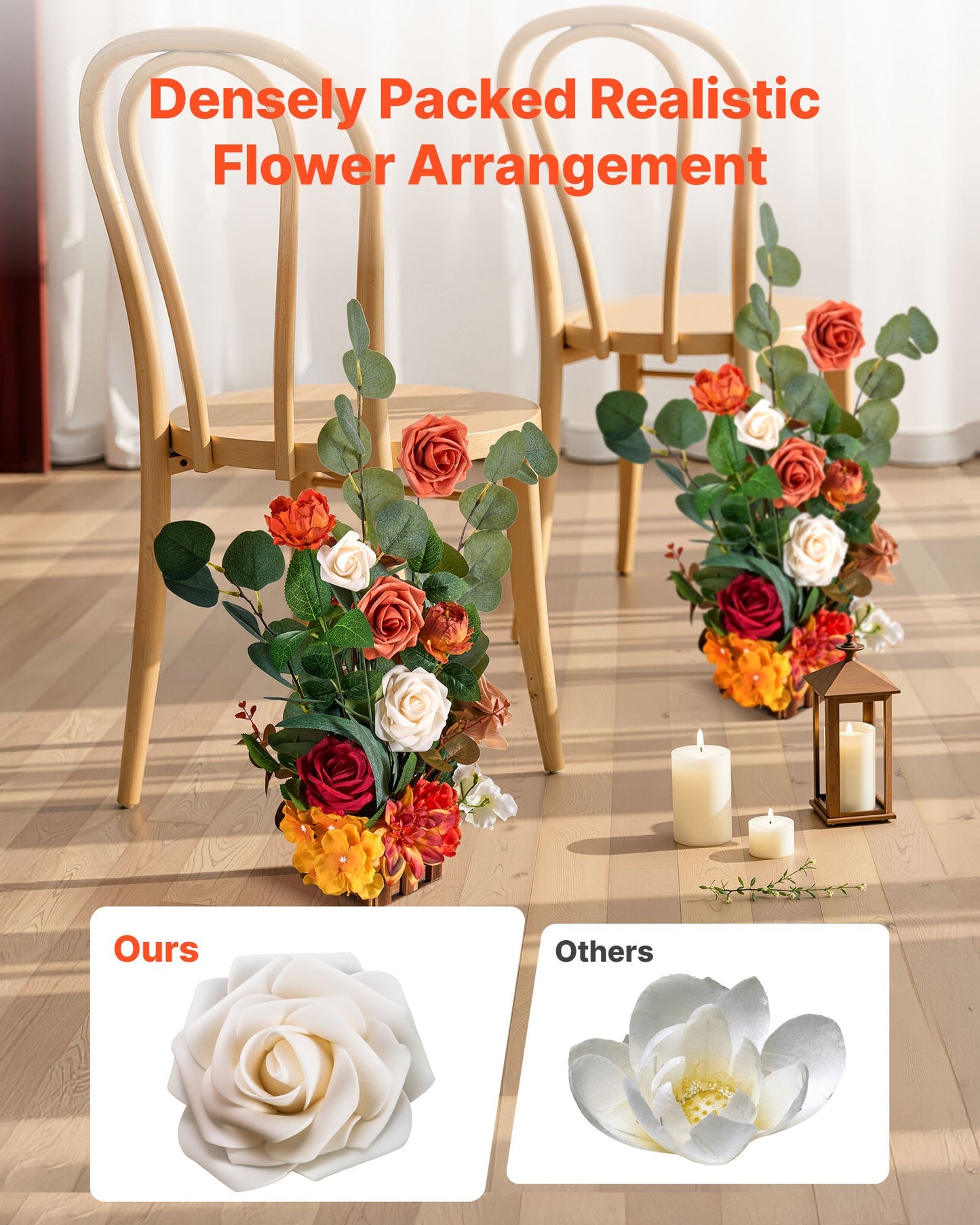 Set of 4 Faux Flower Arrangements for Wedding Centerpieces - Multicolor