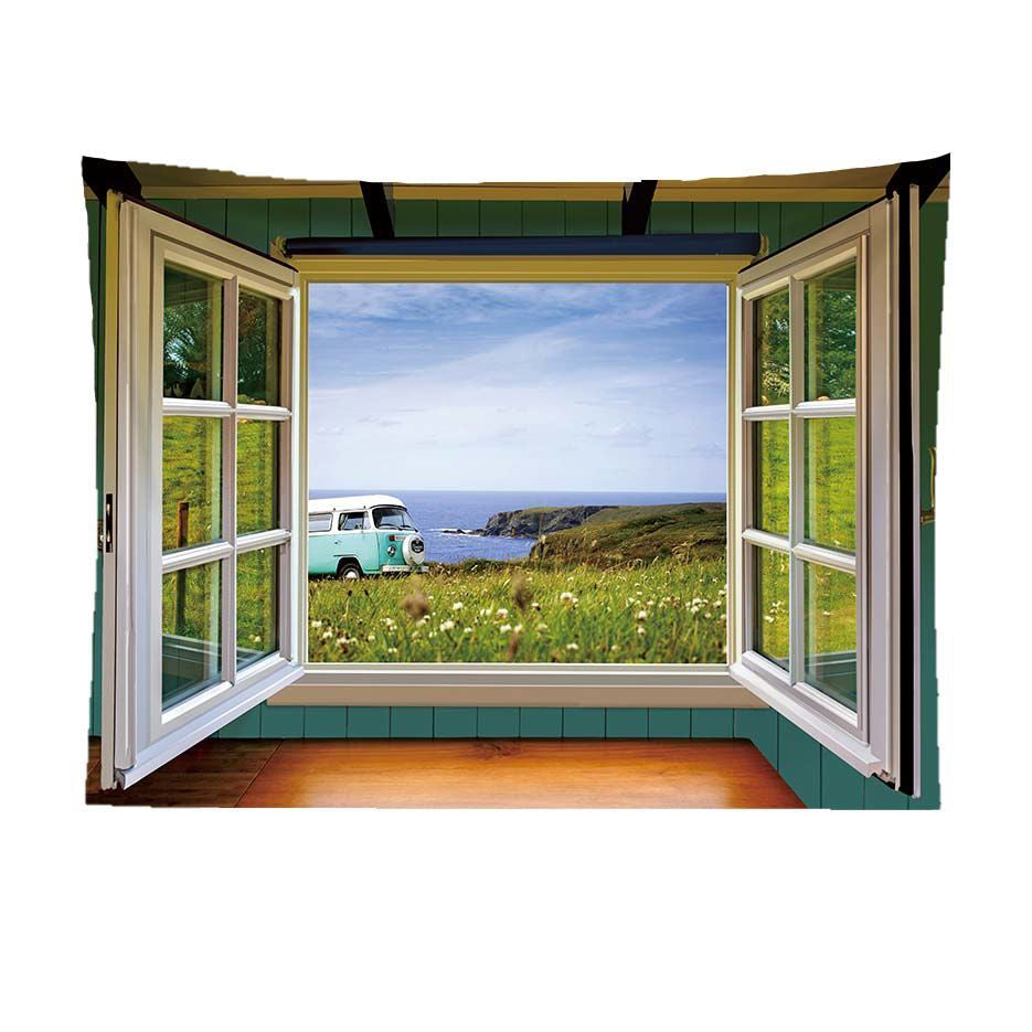False Window Scenery Background Cloth for Home & Garden Curtains