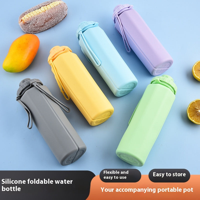 Silicone Folding Water Bottle 600ml for Outdoor Sports and Travel