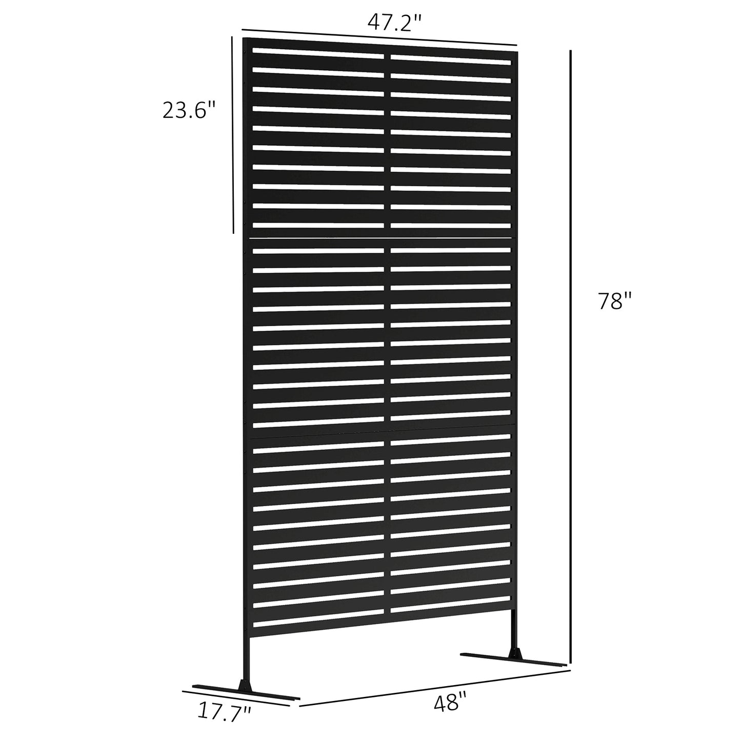 Outdoor Privacy Screen with Trellis, 78" H x 48" W, Black
