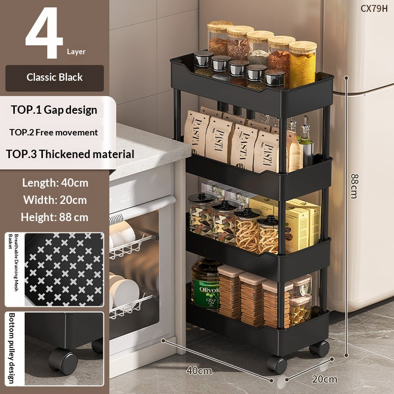 Multi-Layer Rolling Storage Cart with Wheels for Kitchen Bathroom Organization