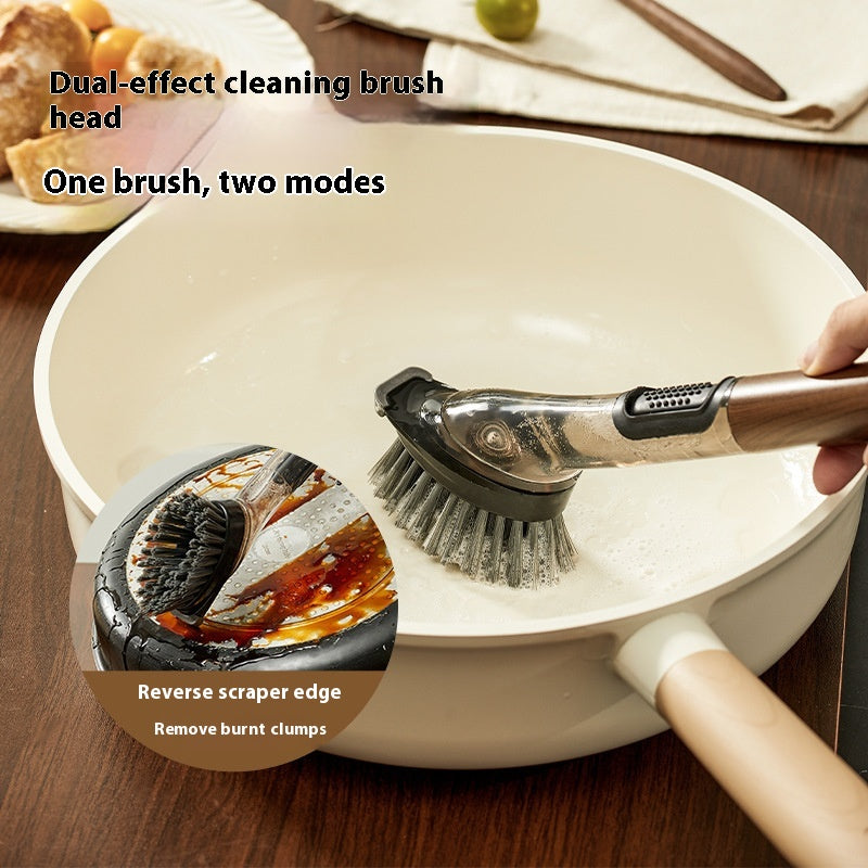Multifunctional Walnut Two-in-One Liquid Adding Cleaning Brush - Home Kitchen