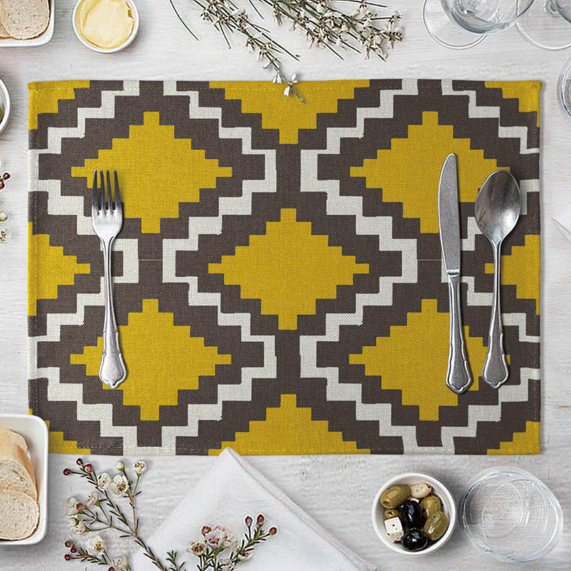 Geometric Pattern Dinner Placemats Set of 4 - Kitchen Table Decor