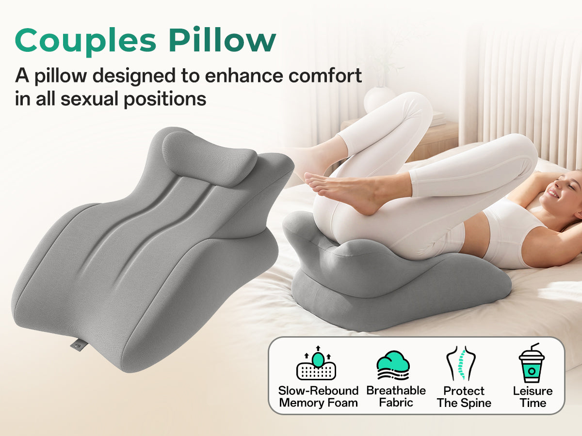 Ergonomic Memory Foam Support Pillow for Couples - Grey